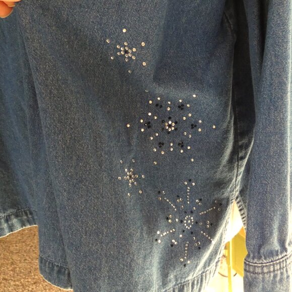 3 for $50💚Liz&Me Denim Snap Up Long Sleeve Top - Picture 4 of 7